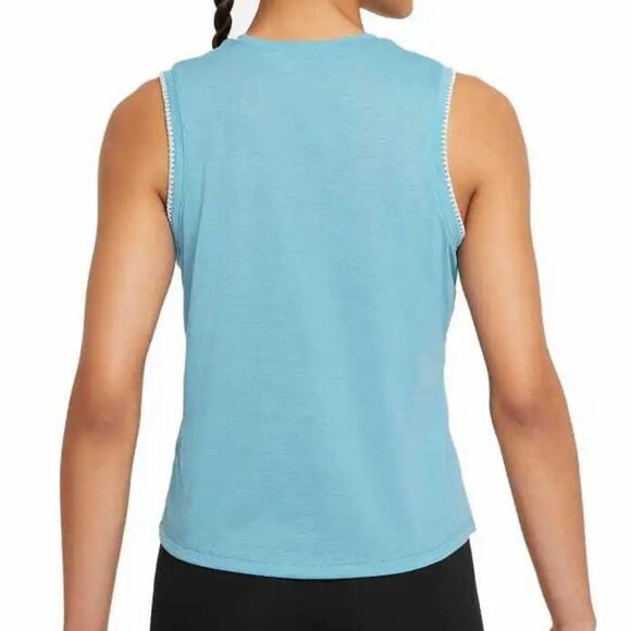 Nike Tank Top Yoga NWT Embroidered Sleeve Blue/White Womens Size Large - Picture 3 of 6